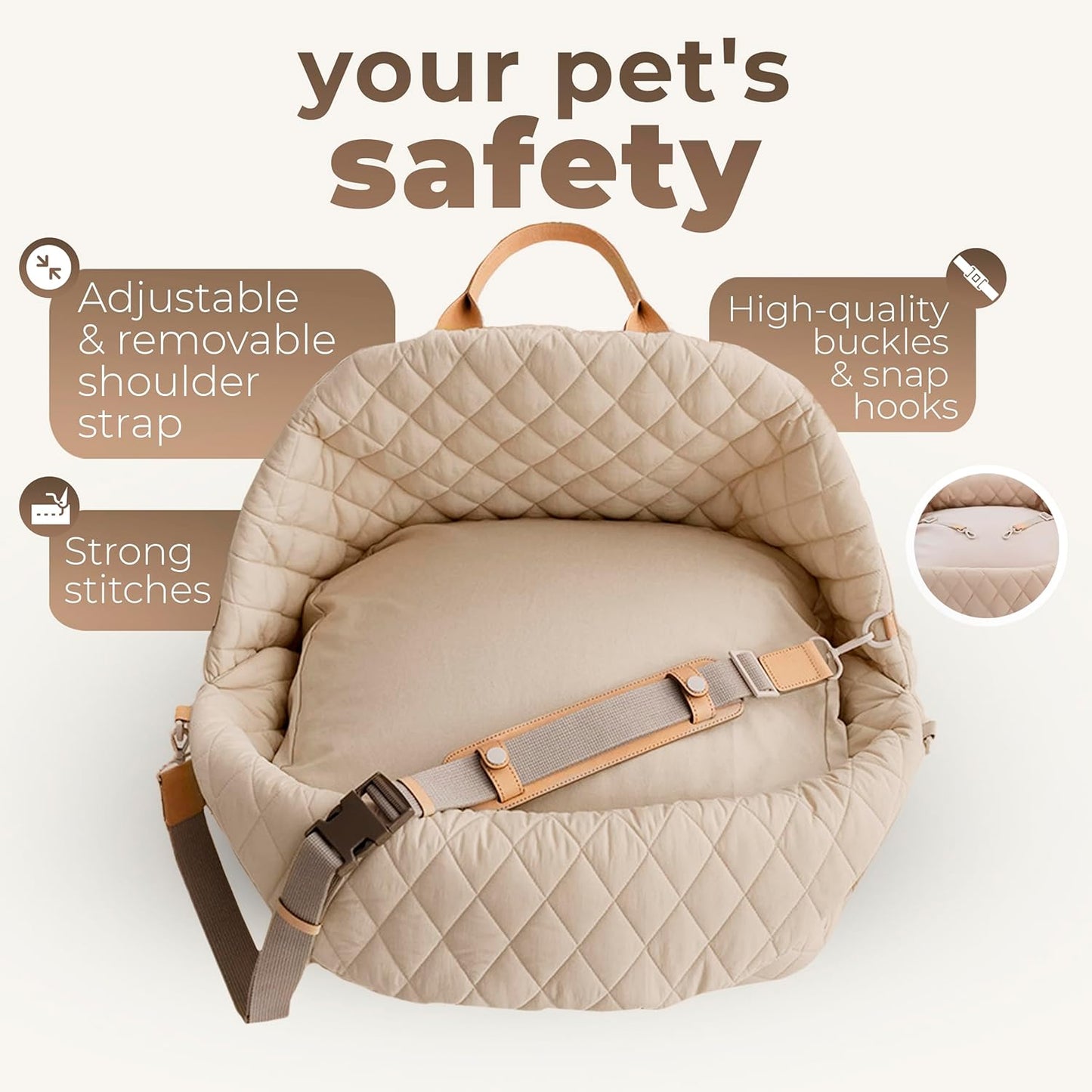 Siège auto pour chien 3 en 1, sac pour animaux de compagnie, imperméable et amovible