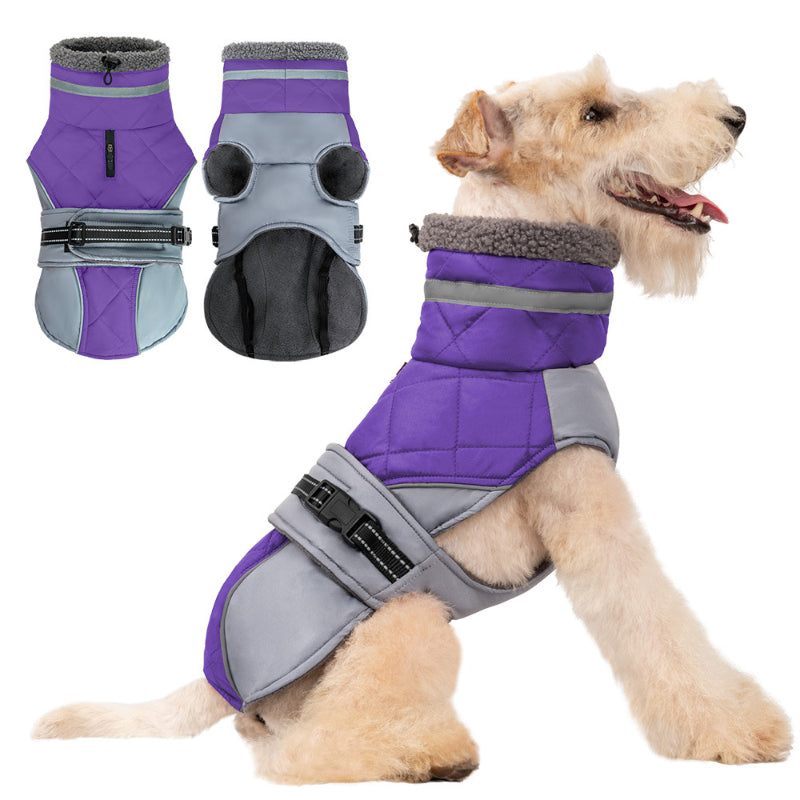 Manteau d'hiver pour chien chaud et coupe-vent col haut rabattable pour les petites et moyennes tailles
