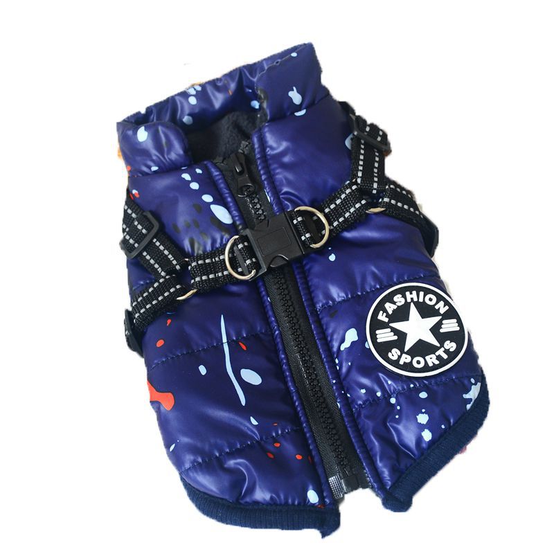 Combinaison de ski réfléchissante pour chien, veste chaude avec traction intégrée sur la poitrine et le dos