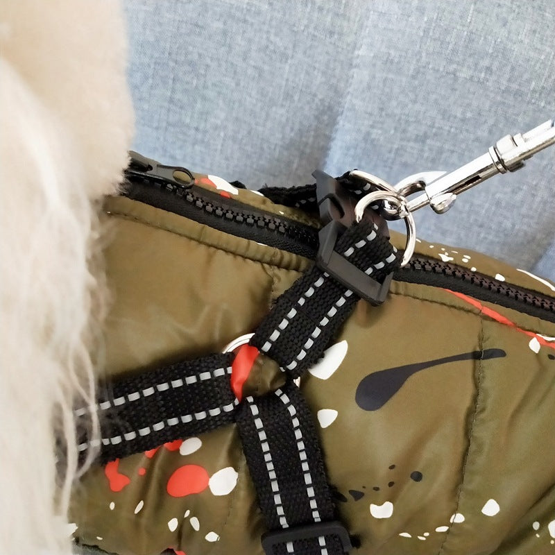 Combinaison de ski réfléchissante pour chien, veste chaude avec traction intégrée sur la poitrine et le dos