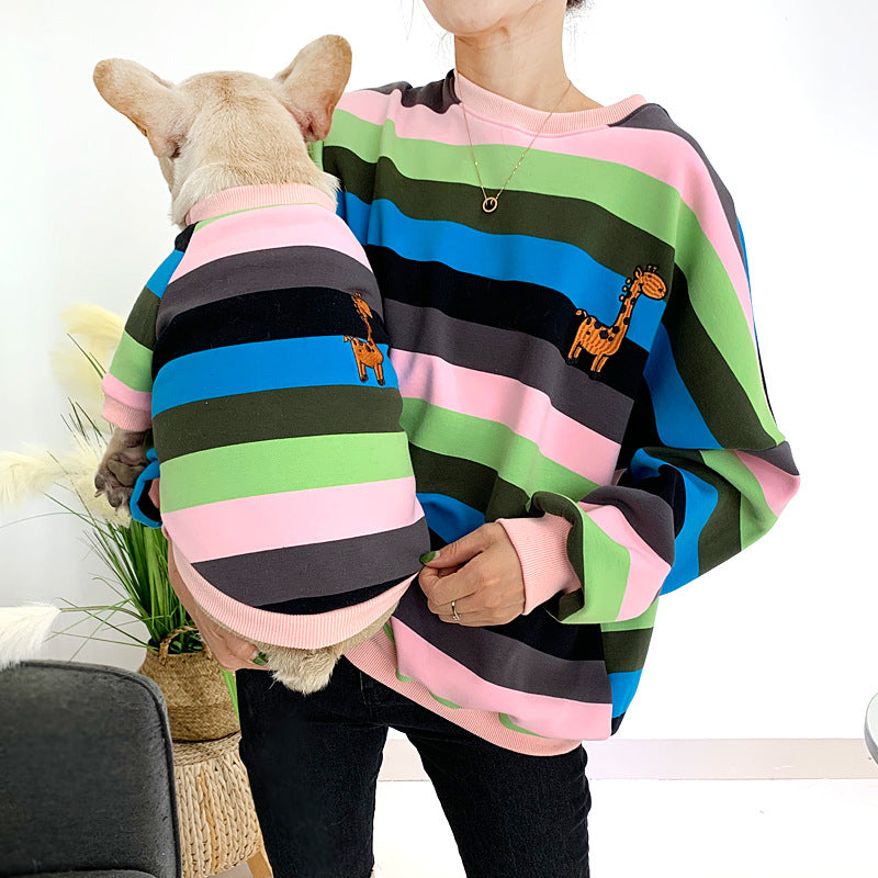 Sweat-shirt chaud en peluche pour petits chiens, assorti aux vêtements de l'animal et du propriétaire