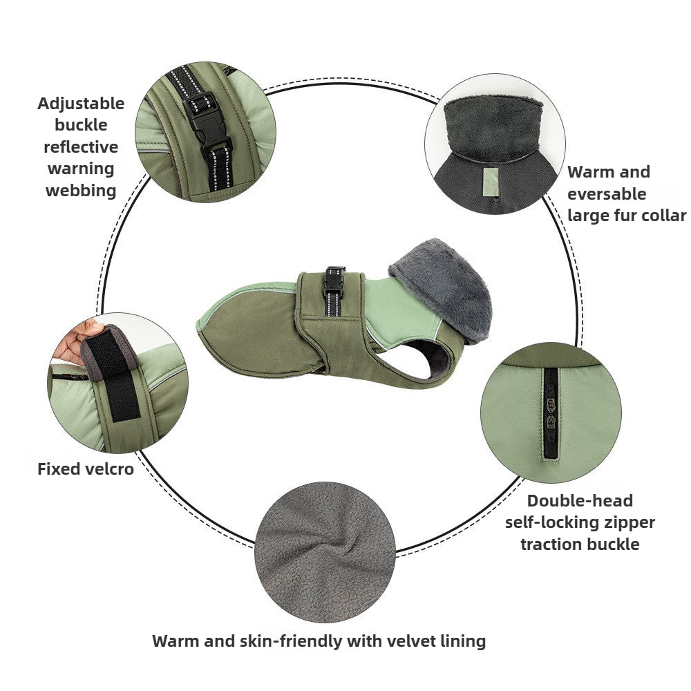 Veste d'hiver épaisse pour chien, col haut, réfléchissante et chaude, pour petits et moyens chiens