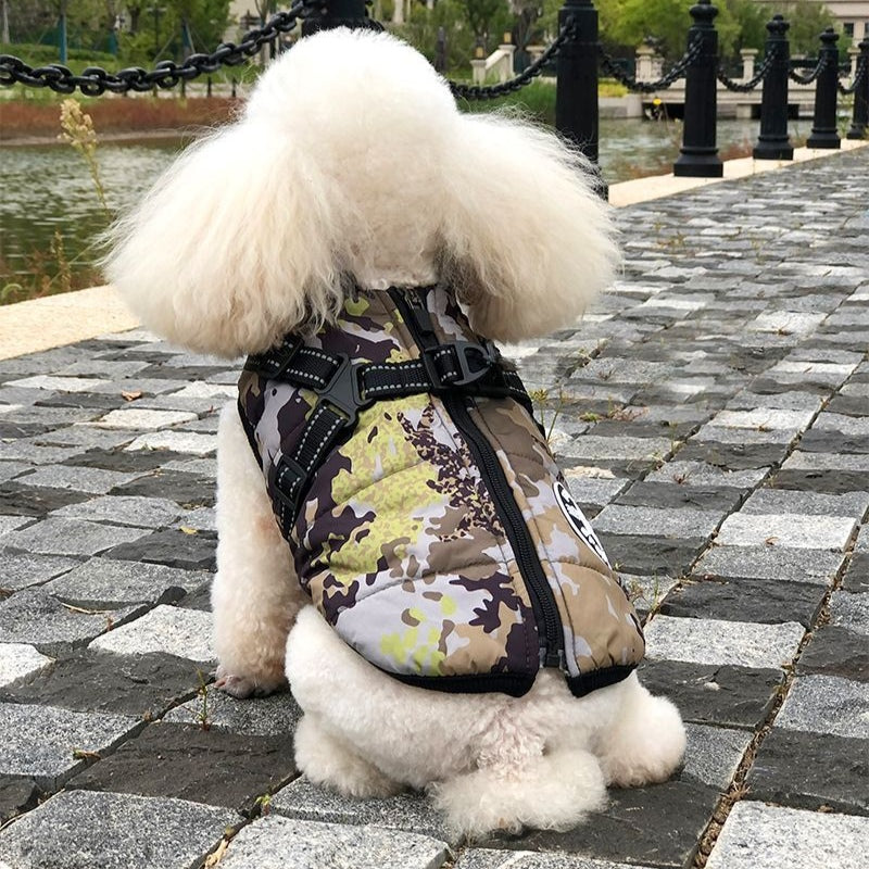 Gilet d'extérieur pour chien, chaud, réfléchissant, poitrine, dos, boucle de traction, petit chien