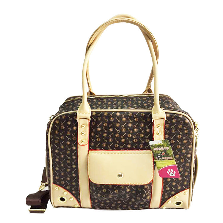 Pet bag suitable for small dogs and cats, breathable PU leather bag, pet portable bag, pet supplies dog backpack
