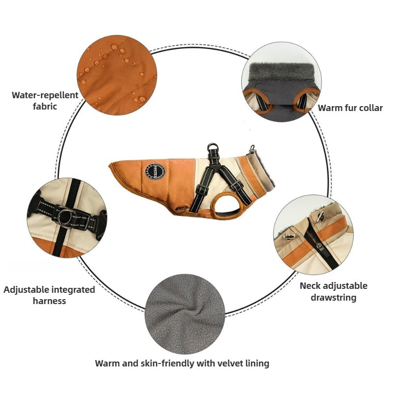 Veste chaude multifonctionnelle pour petits chiens avec boucle de traction