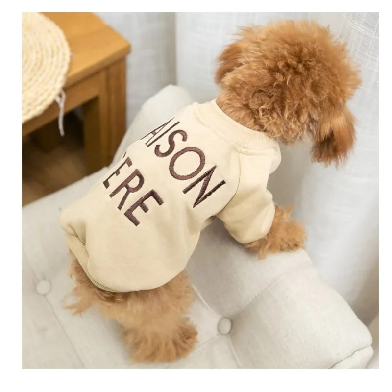 Matching pet and owner clothes embroidered letters pure cotton dog and owner same sweater teddy schnauzer pet matching clothing