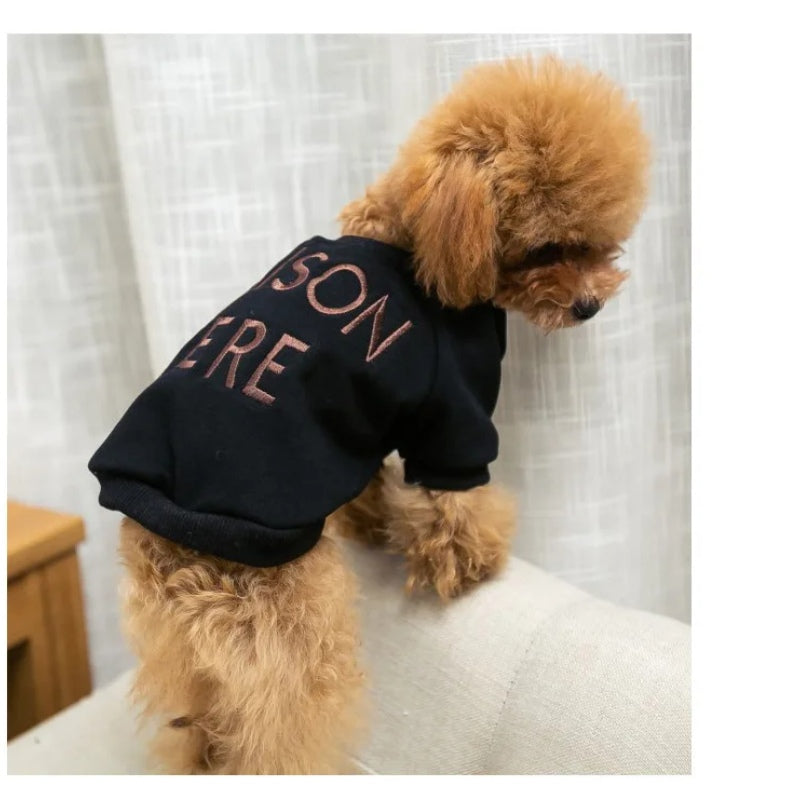 Matching pet and owner clothes embroidered letters pure cotton dog and owner same sweater teddy schnauzer pet matching clothing