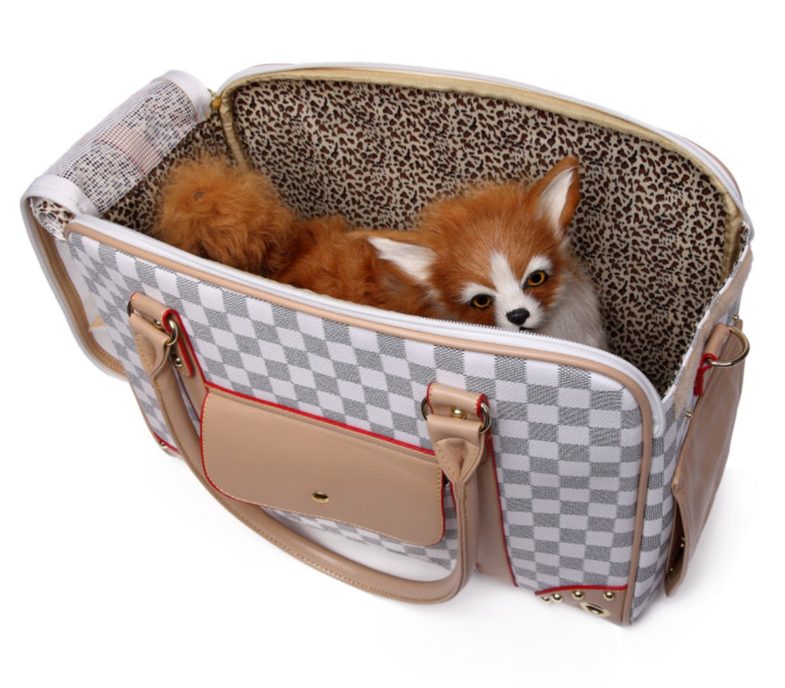 Pet bag suitable for small dogs and cats, breathable PU leather bag, pet portable bag, pet supplies dog backpack