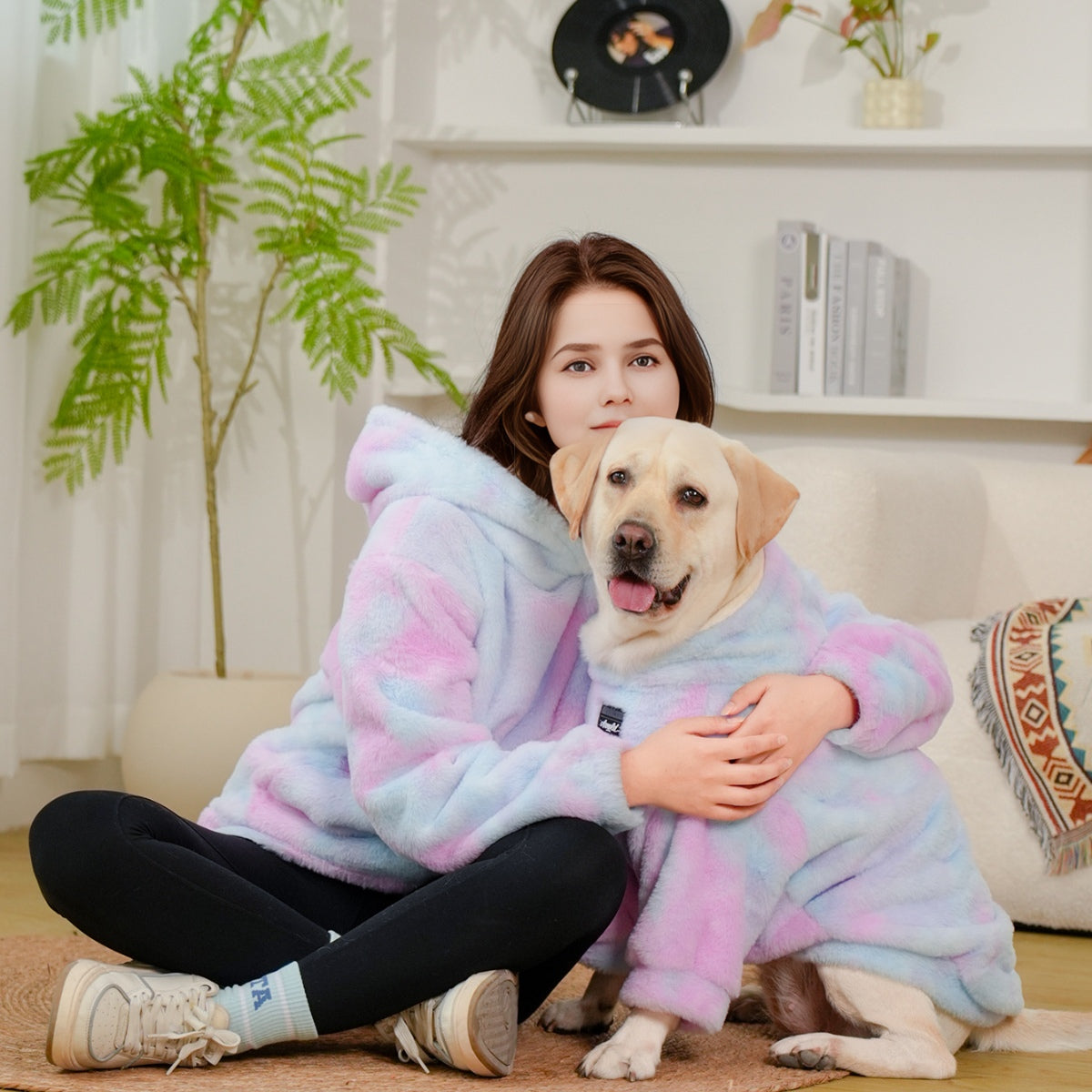 Colorful Tie-Dye Dog Hoodie – Soft & Warm Winter Sweatshirt for All Dogs, Cozy Pet Family Matching Outfit
