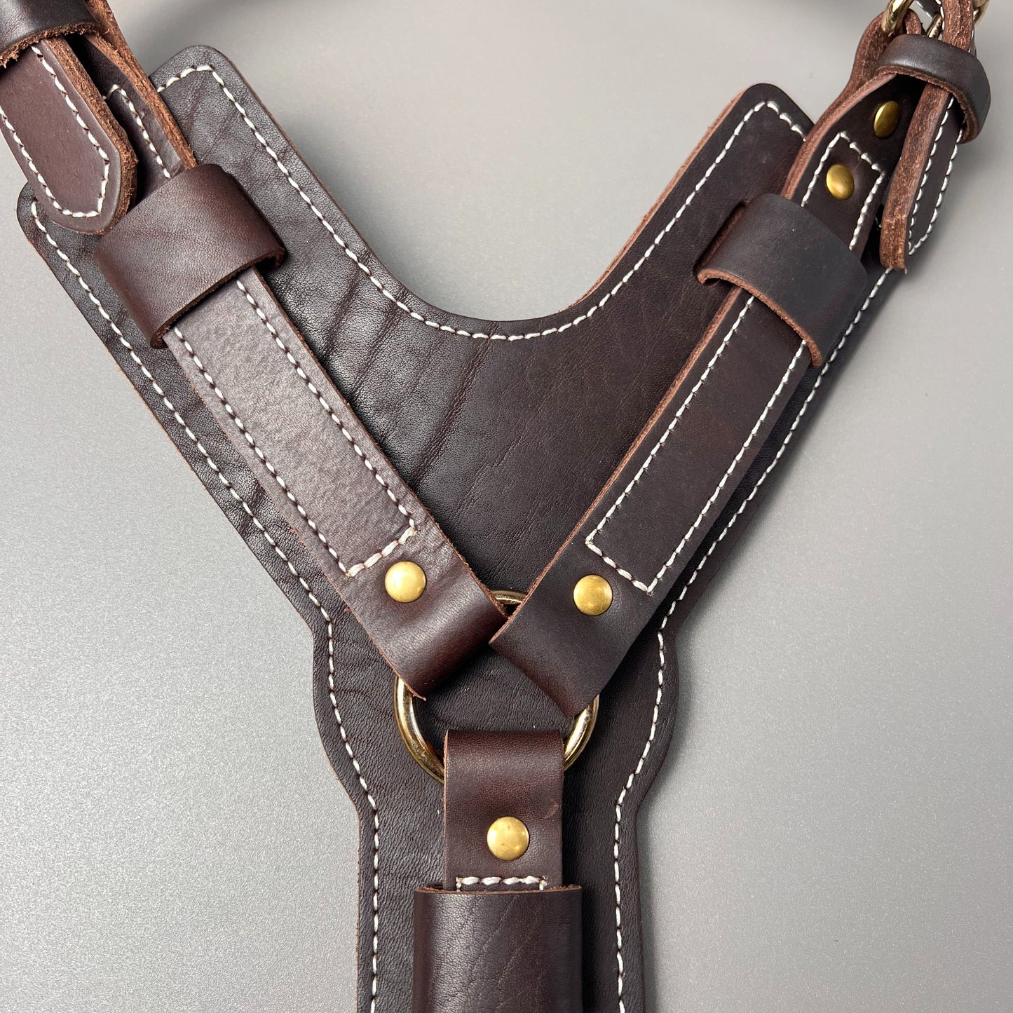 Genuine Leather Y-Shaped Dog Harness – Adjustable Neck and Chest, Pull-Proof, Durable for Large Dogs, Handcrafted Full Grain Leather