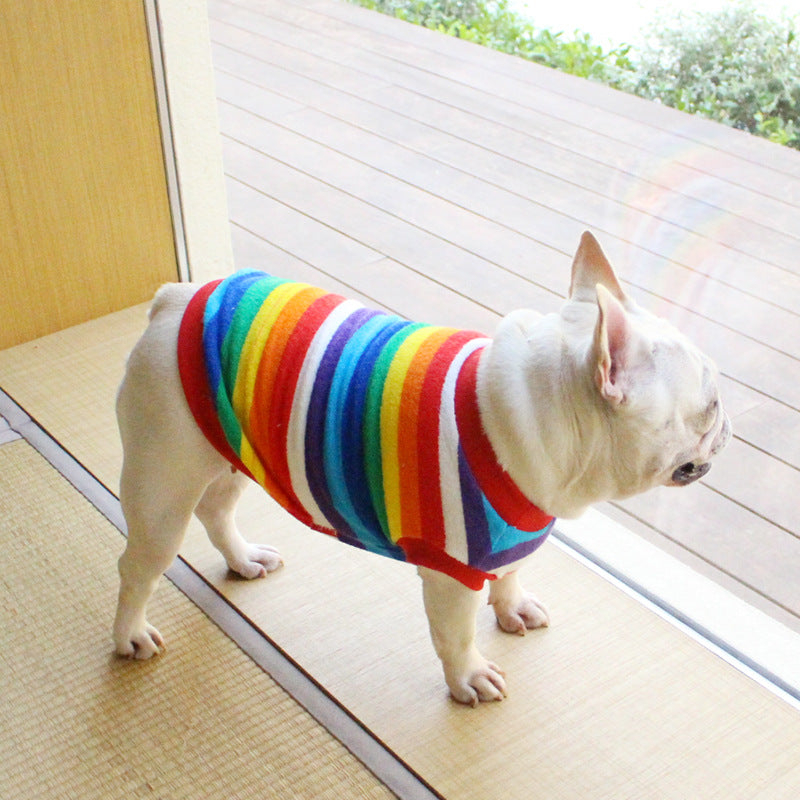 Rainbow sweatshirt comfortable soft cotton fat dog clothes
