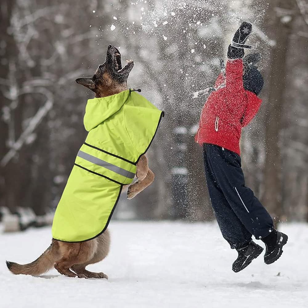 Imperméable pour chien - Capuche réfléchissante réglable, convient aux petits et grands chiens