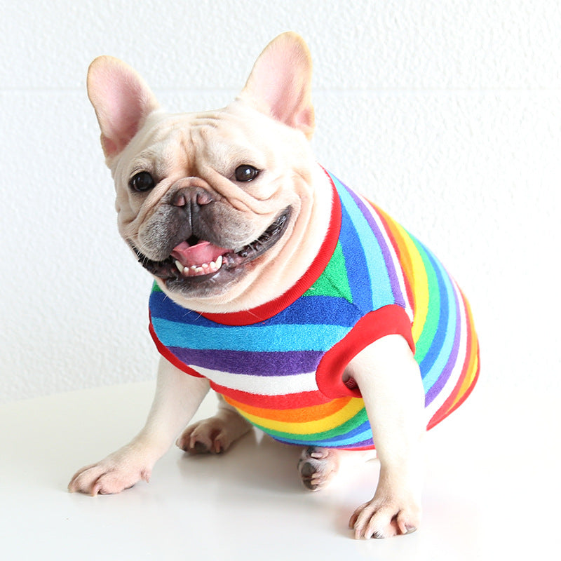 Rainbow sweatshirt comfortable soft cotton fat dog clothes