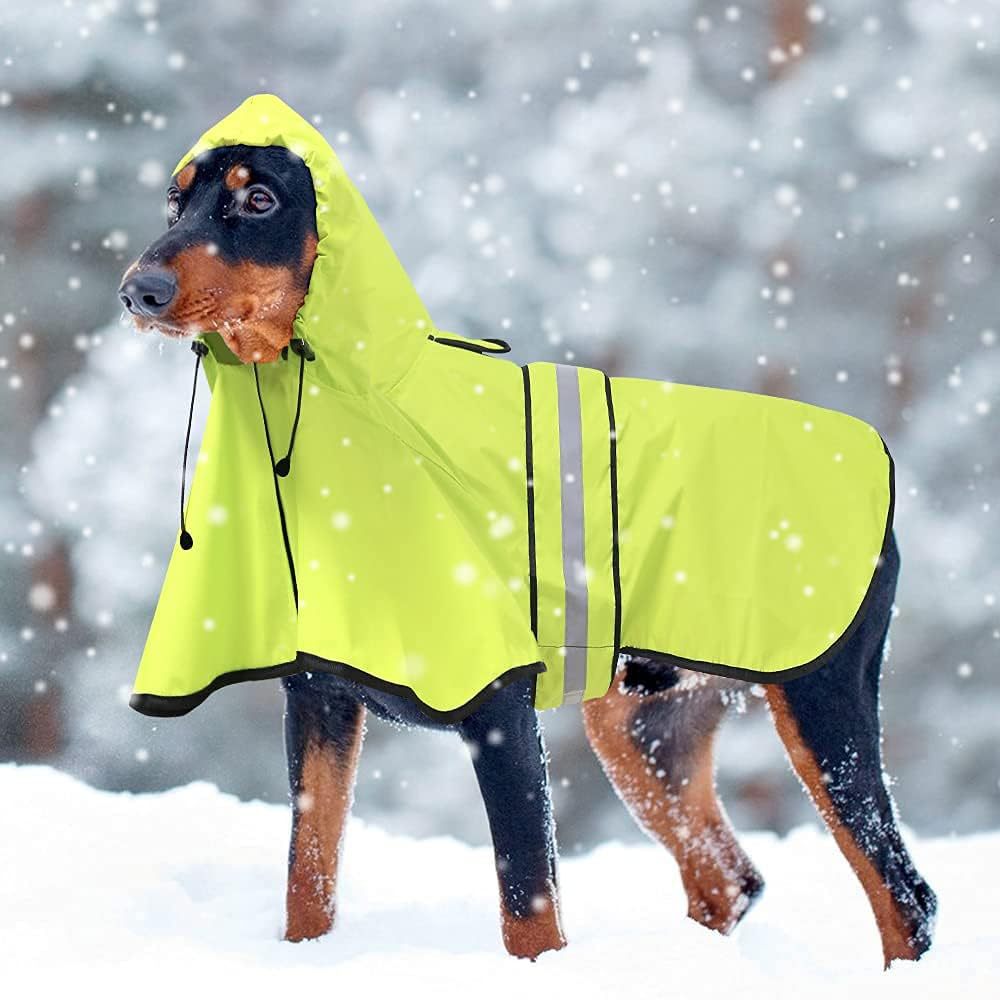 Imperméable pour chien - Capuche réfléchissante réglable, convient aux petits et grands chiens