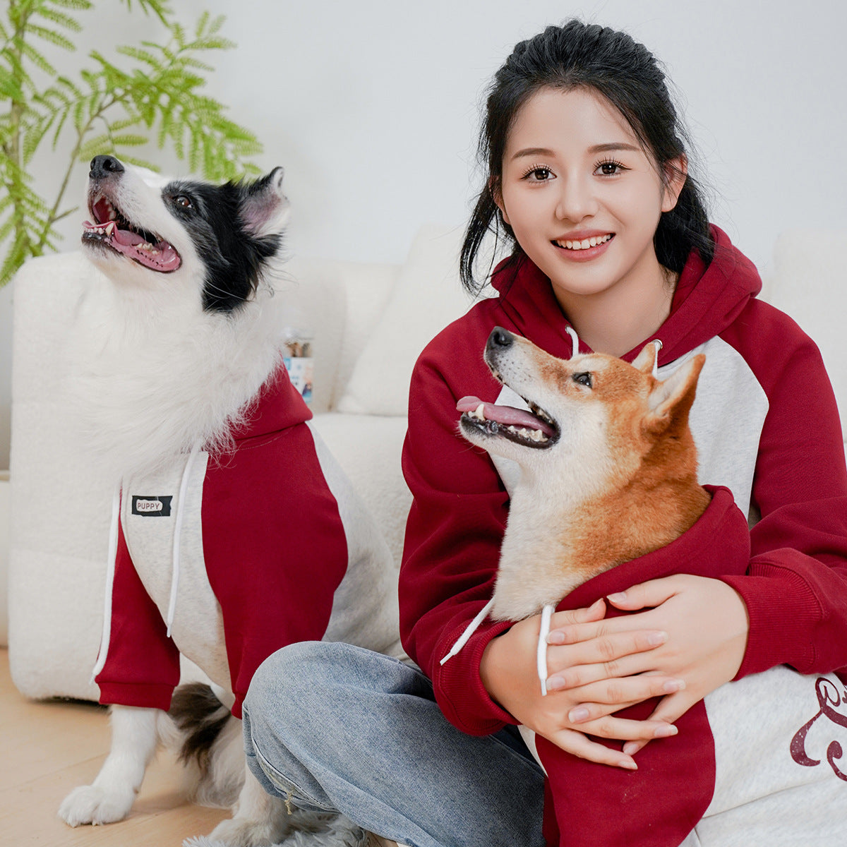 Dicker, warmer Fleece-Kapuzenpullover „Owner & Dog“