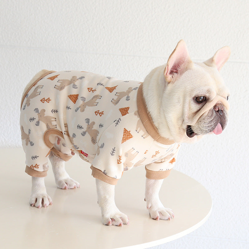 Plüschiger, warmer Hundepyjama, geeignet für kleine und mittelgroße Hunde
