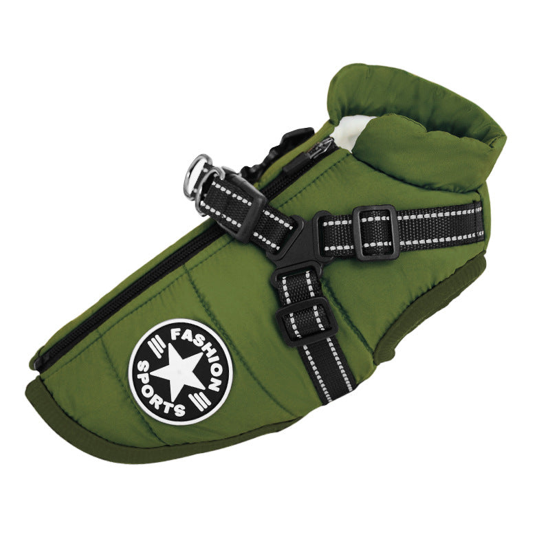 Veste chaude pour chien épaisse et imperméable avec harnais
