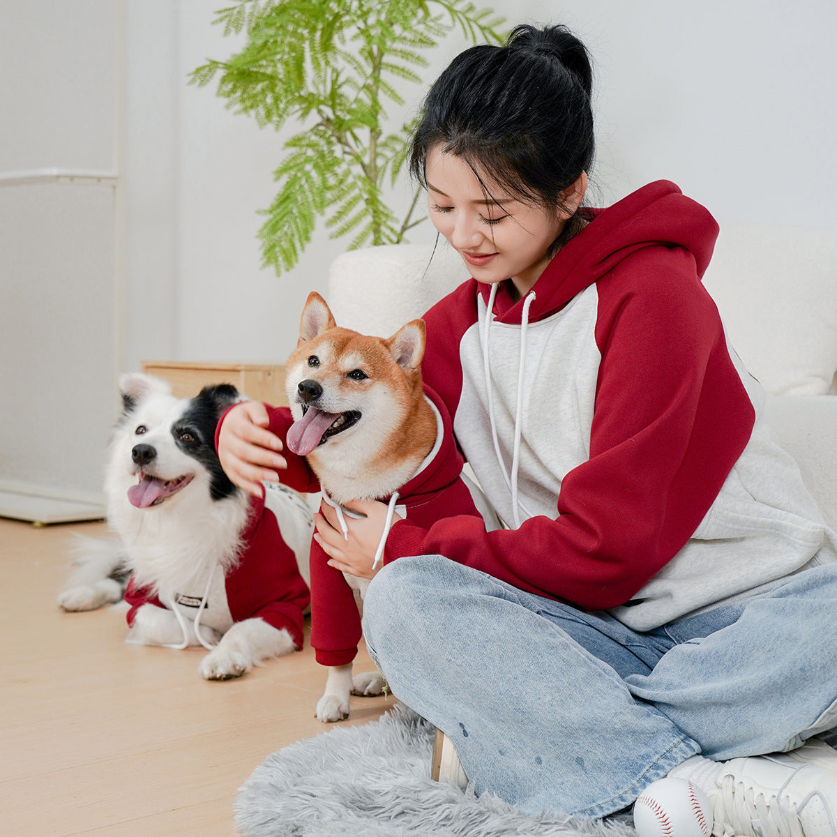 Dicker, warmer Fleece-Kapuzenpullover „Owner & Dog“