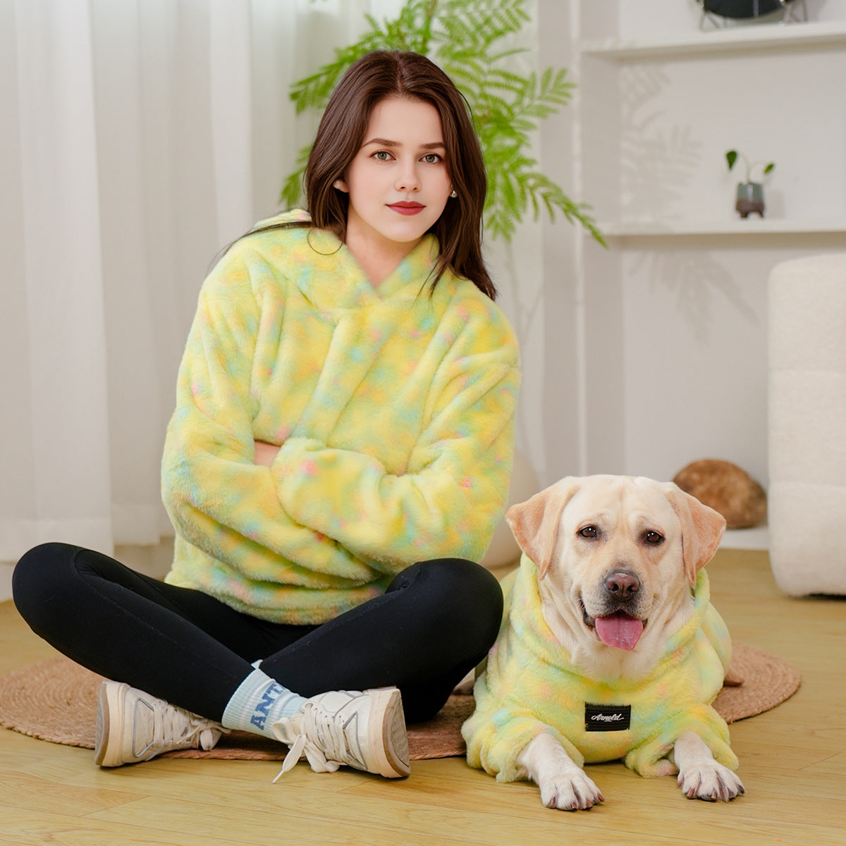 Matching Pet and Owner Tie-Dye Hoodies – Soft Warm Rainbow Dog Sweatshirt, Cozy Winter Pet Family Outfit