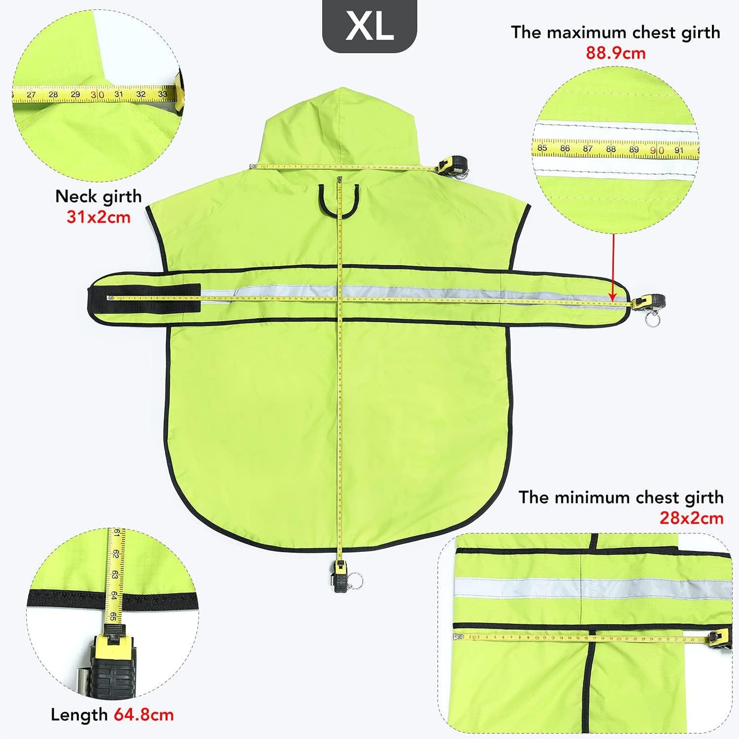 Imperméable pour chien - Capuche réfléchissante réglable, convient aux petits et grands chiens