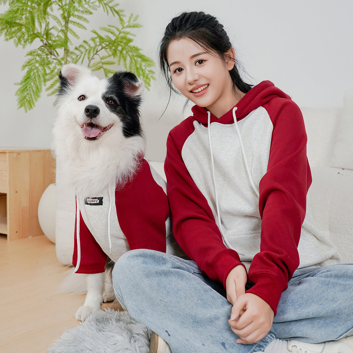 Dicker, warmer Fleece-Kapuzenpullover „Owner & Dog“