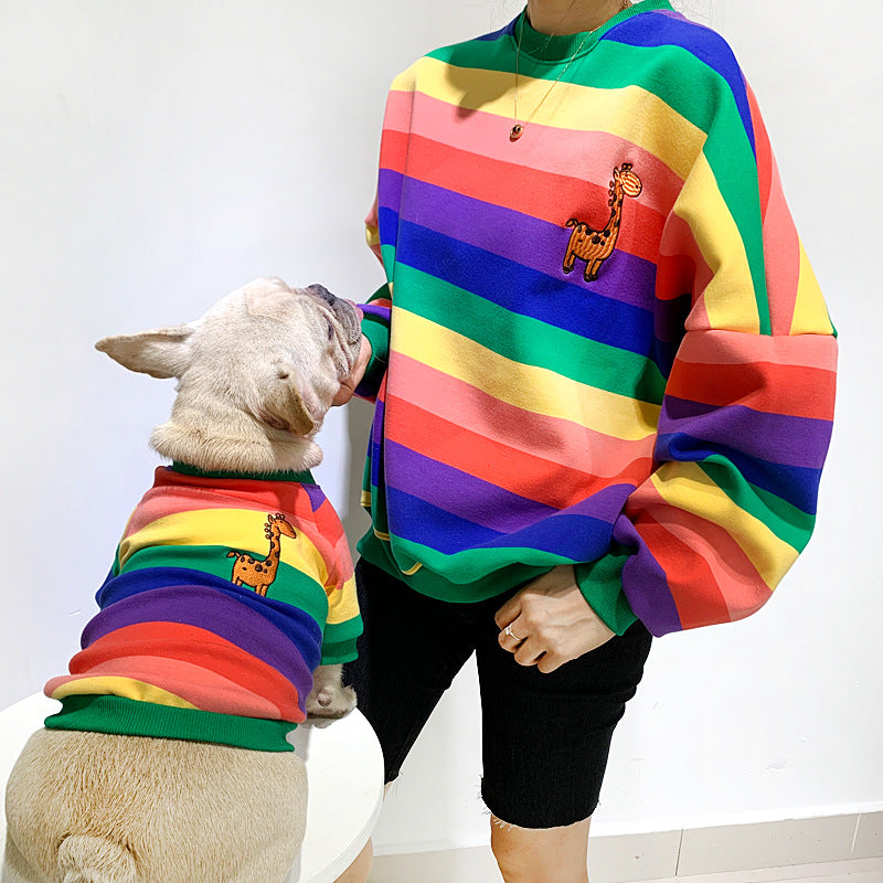 Sweat-shirt chaud en peluche pour petits chiens, assorti aux vêtements de l'animal et du propriétaire