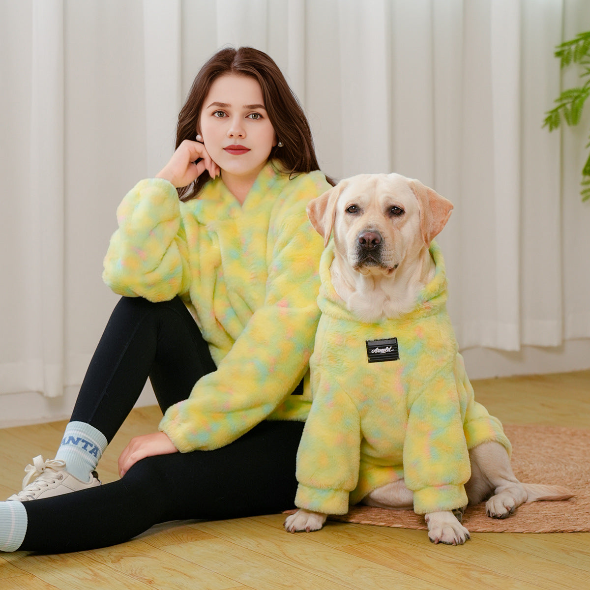 Matching Pet and Owner Tie-Dye Hoodies – Soft Warm Rainbow Dog Sweatshirt, Cozy Winter Pet Family Outfit
