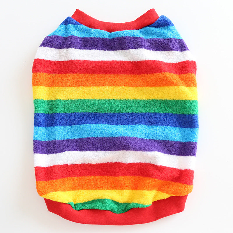 Rainbow sweatshirt comfortable soft cotton fat dog clothes