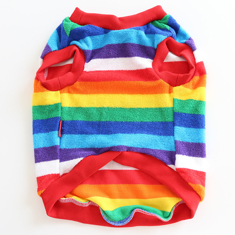 Rainbow sweatshirt comfortable soft cotton fat dog clothes