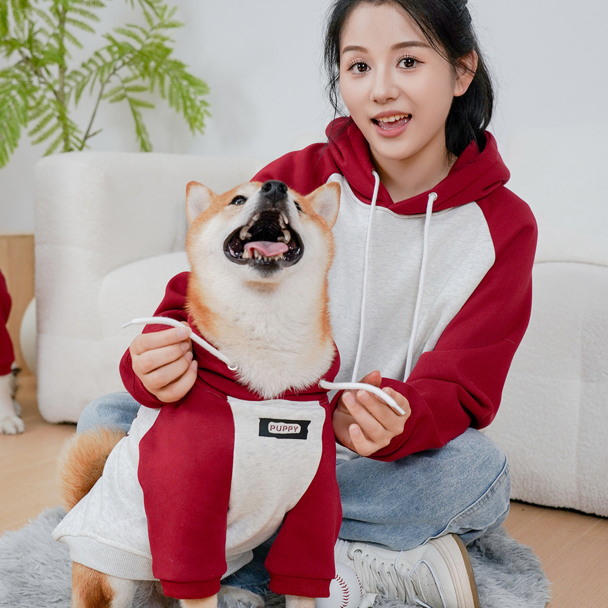 Dicker, warmer Fleece-Kapuzenpullover „Owner & Dog“
