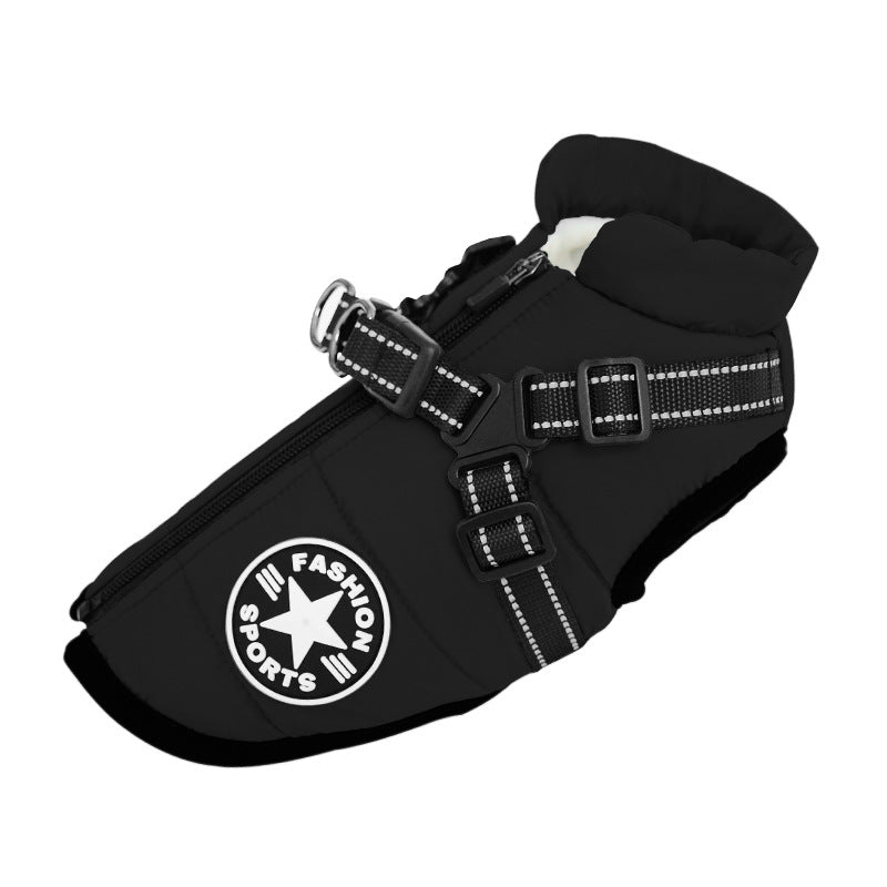 Veste chaude pour chien épaisse et imperméable avec harnais