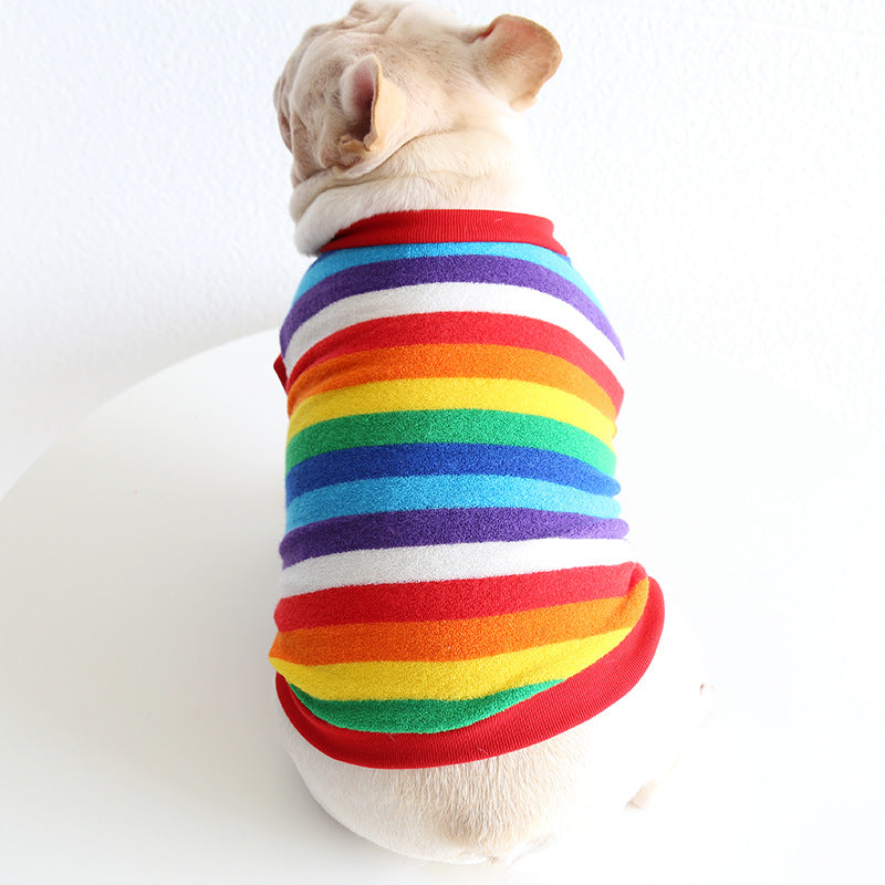 Rainbow sweatshirt comfortable soft cotton fat dog clothes