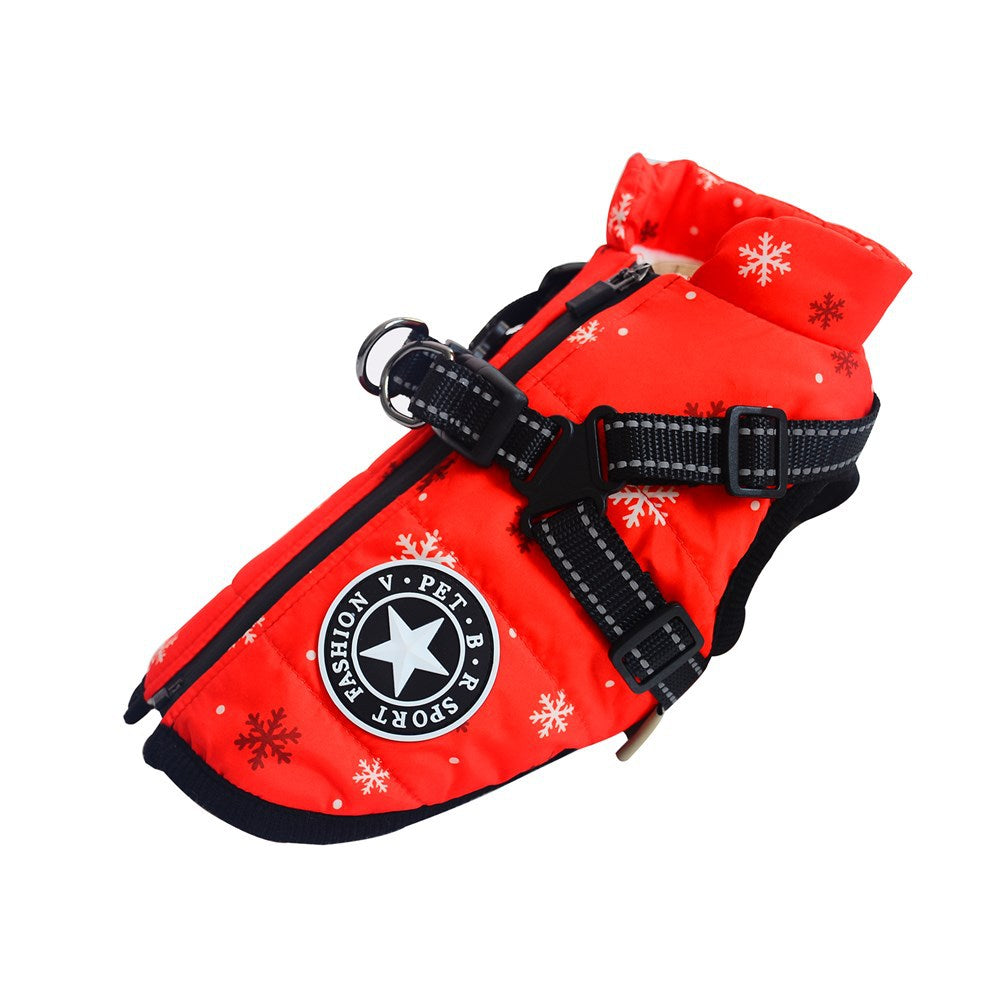 Veste chaude pour chien épaisse et imperméable avec harnais