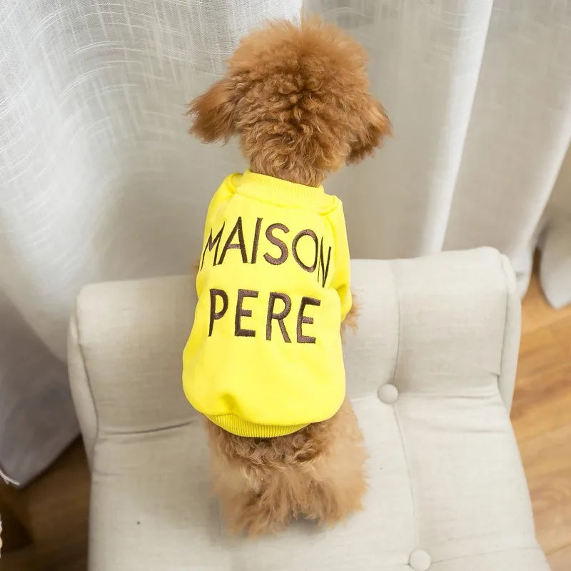 Matching pet and owner clothes embroidered letters pure cotton dog and owner same sweater teddy schnauzer pet matching clothing