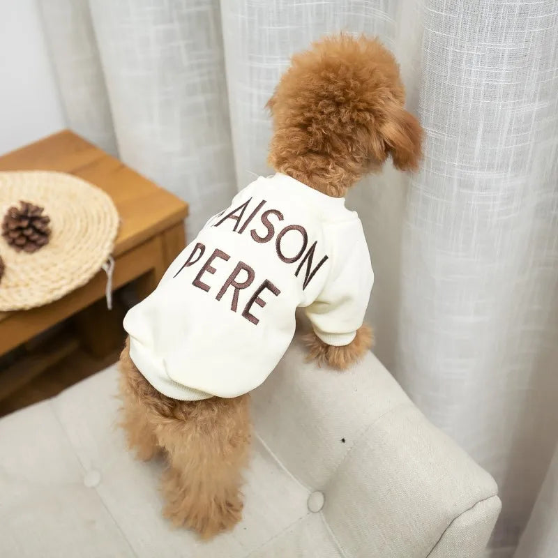 Matching pet and owner clothes embroidered letters pure cotton dog and owner same sweater teddy schnauzer pet matching clothing
