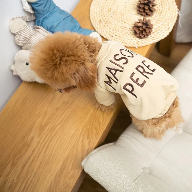 Matching pet and owner clothes embroidered letters pure cotton dog and owner same sweater teddy schnauzer pet matching clothing