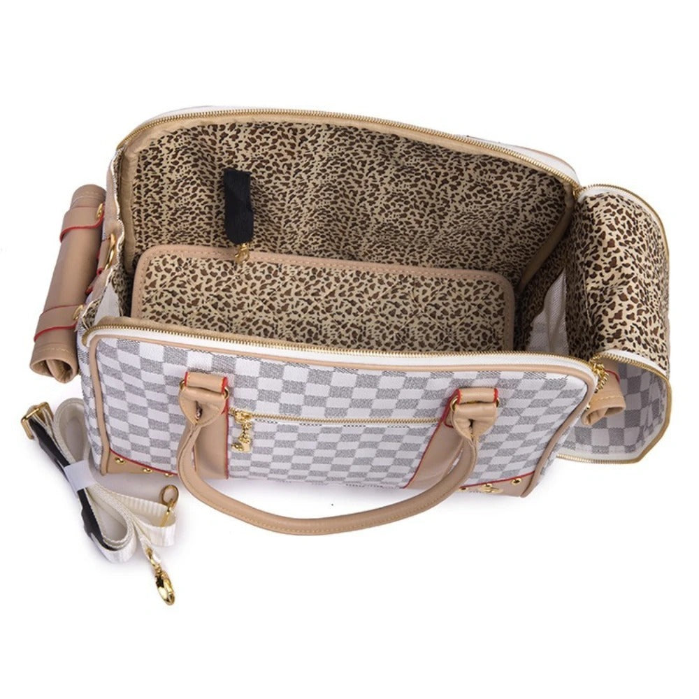 Pet bag suitable for small dogs and cats, breathable PU leather bag, pet portable bag, pet supplies dog backpack