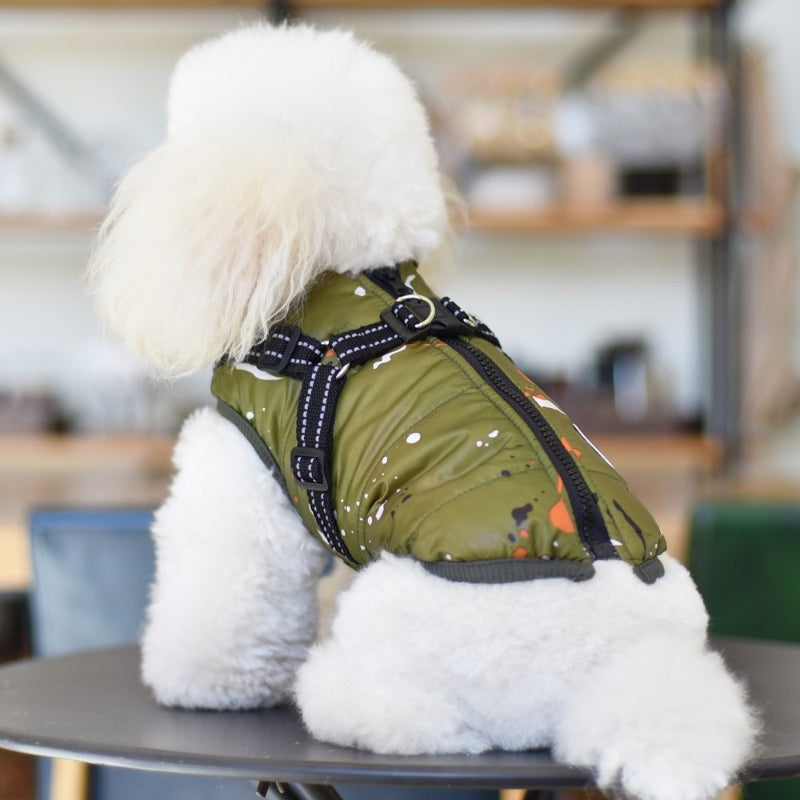 Combinaison de ski réfléchissante pour chien, veste chaude avec traction intégrée sur la poitrine et le dos