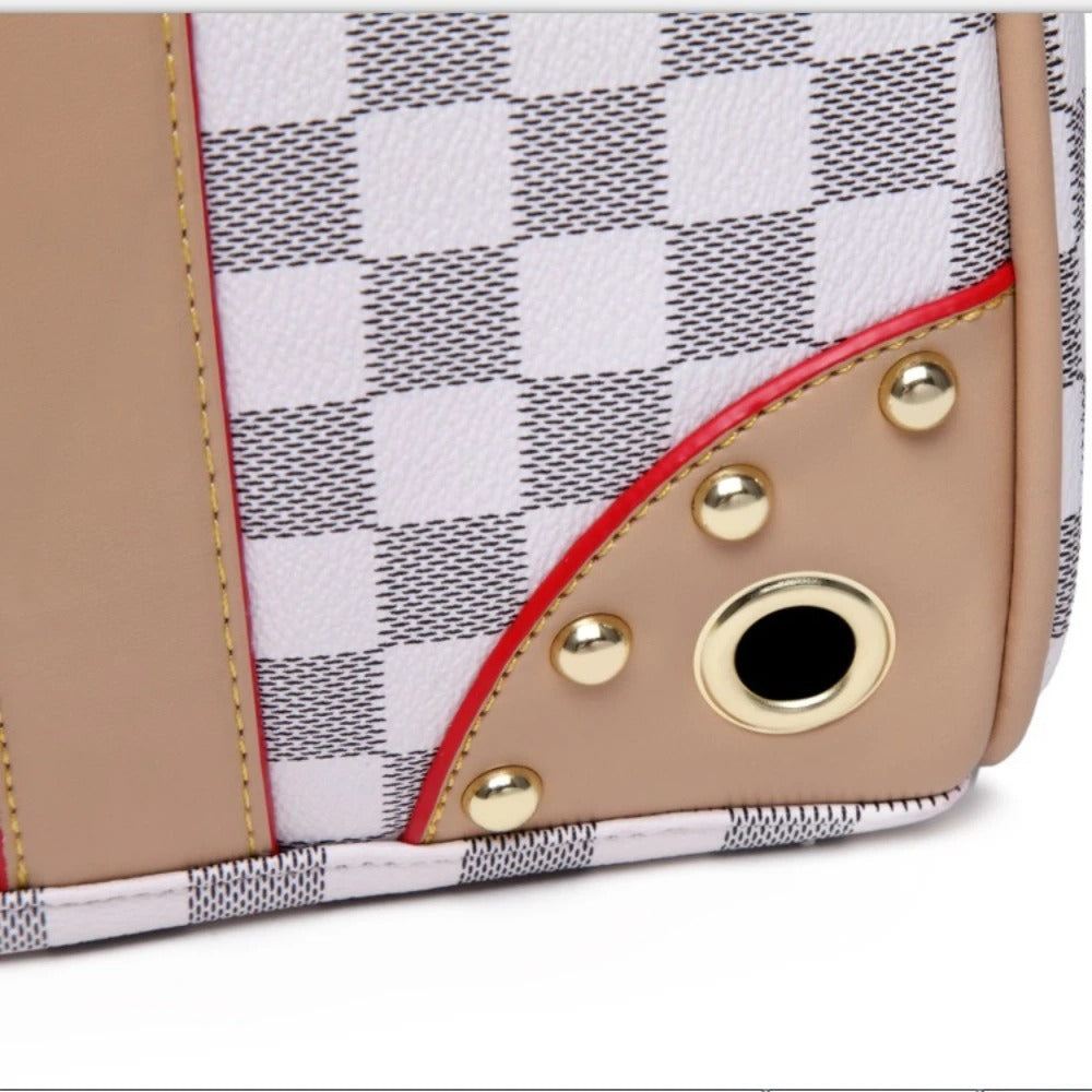 Pet bag suitable for small dogs and cats, breathable PU leather bag, pet portable bag, pet supplies dog backpack