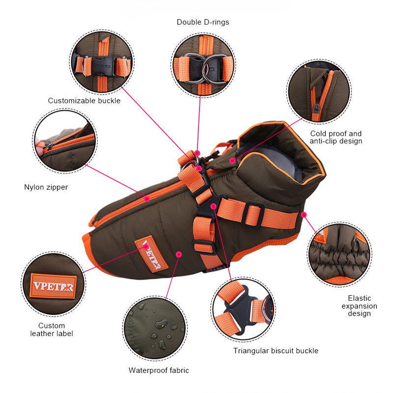 Veste d'hiver chaude et imperméable pour chien poitrine et dos universelle Teddy Corgi