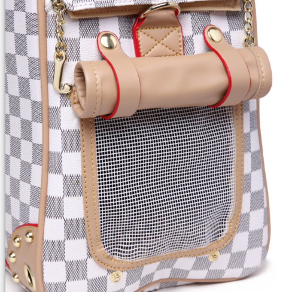 Pet bag suitable for small dogs and cats, breathable PU leather bag, pet portable bag, pet supplies dog backpack