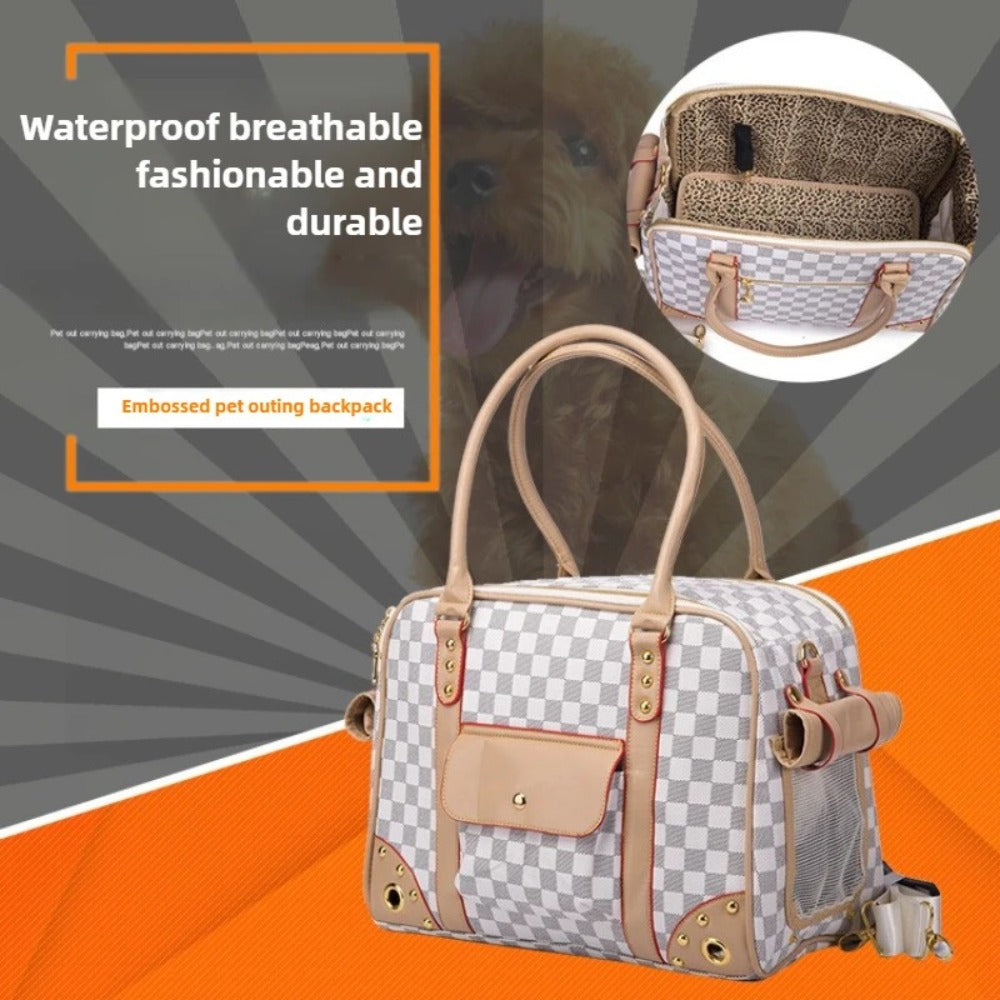Pet bag suitable for small dogs and cats, breathable PU leather bag, pet portable bag, pet supplies dog backpack