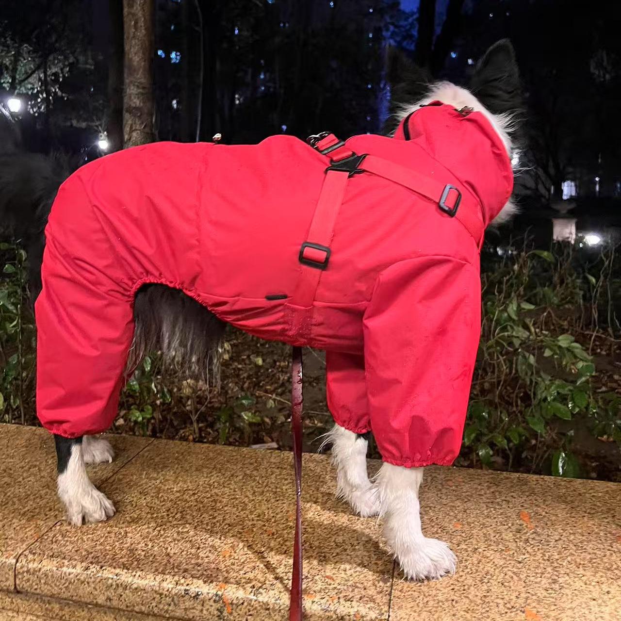 Waterproof dog raincoat | Four-legged chest-back design | Adjustable dog jacket | Reflective at night | All sizes of dogs S-6XL