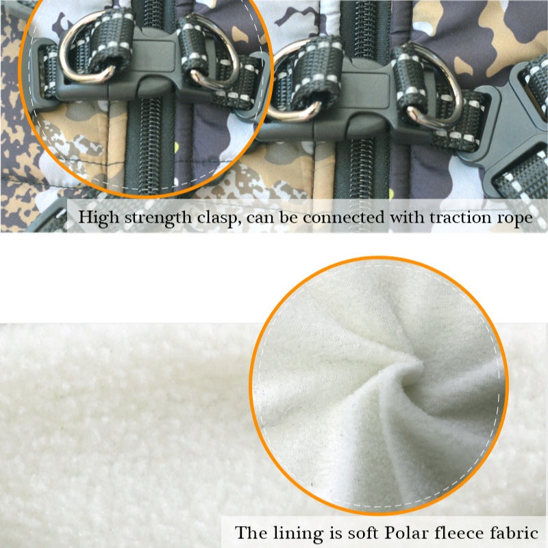 Gilet d'extérieur pour chien, chaud, réfléchissant, poitrine, dos, boucle de traction, petit chien