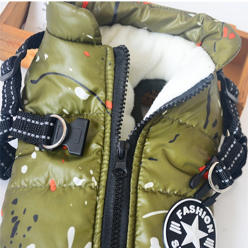 Combinaison de ski réfléchissante pour chien, veste chaude avec traction intégrée sur la poitrine et le dos