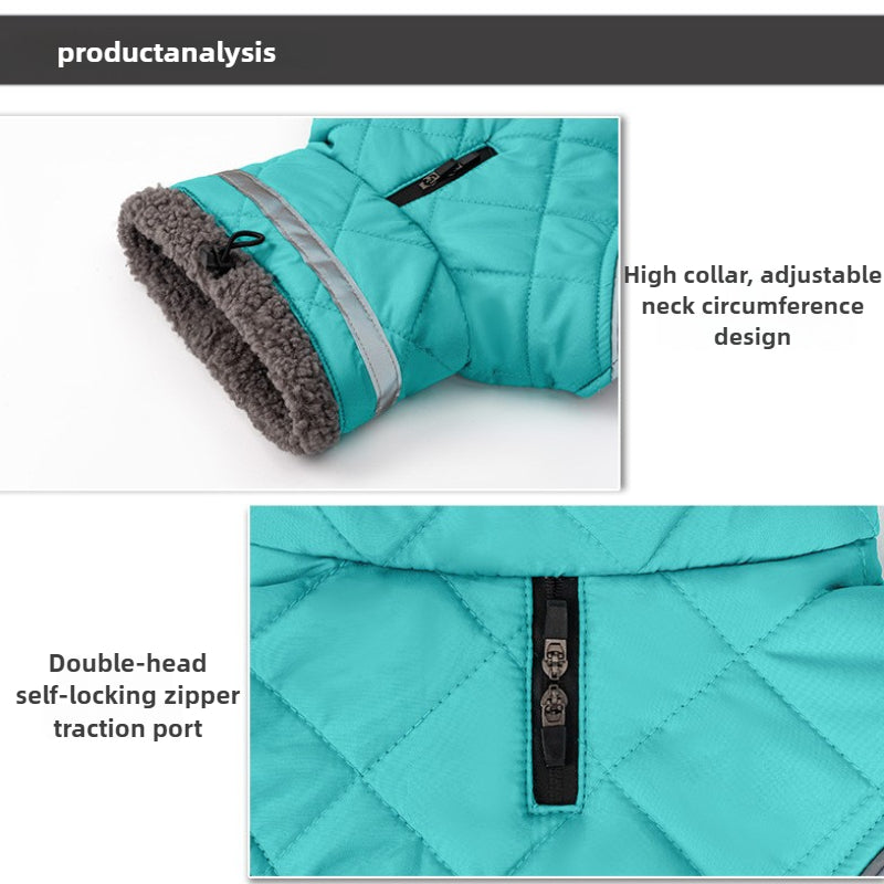 Dog winter coat warm and windproof high collar can be turned down for small and medium-sized