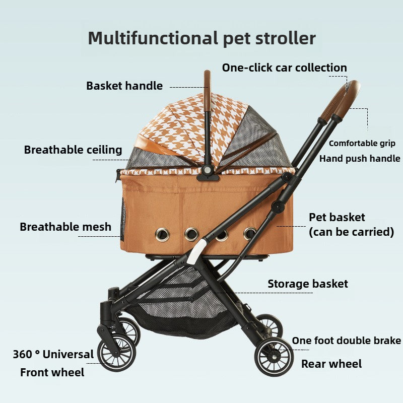 Foldable pet stroller suitable for small and medium-sized dogs and cats