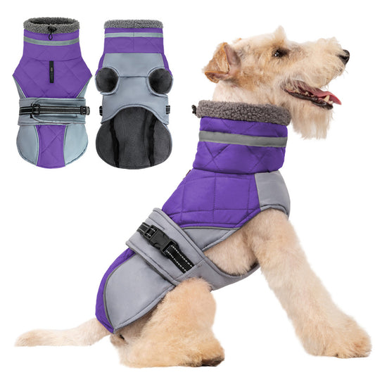 Dog winter coat warm and windproof high collar can be turned down for small and medium-sized