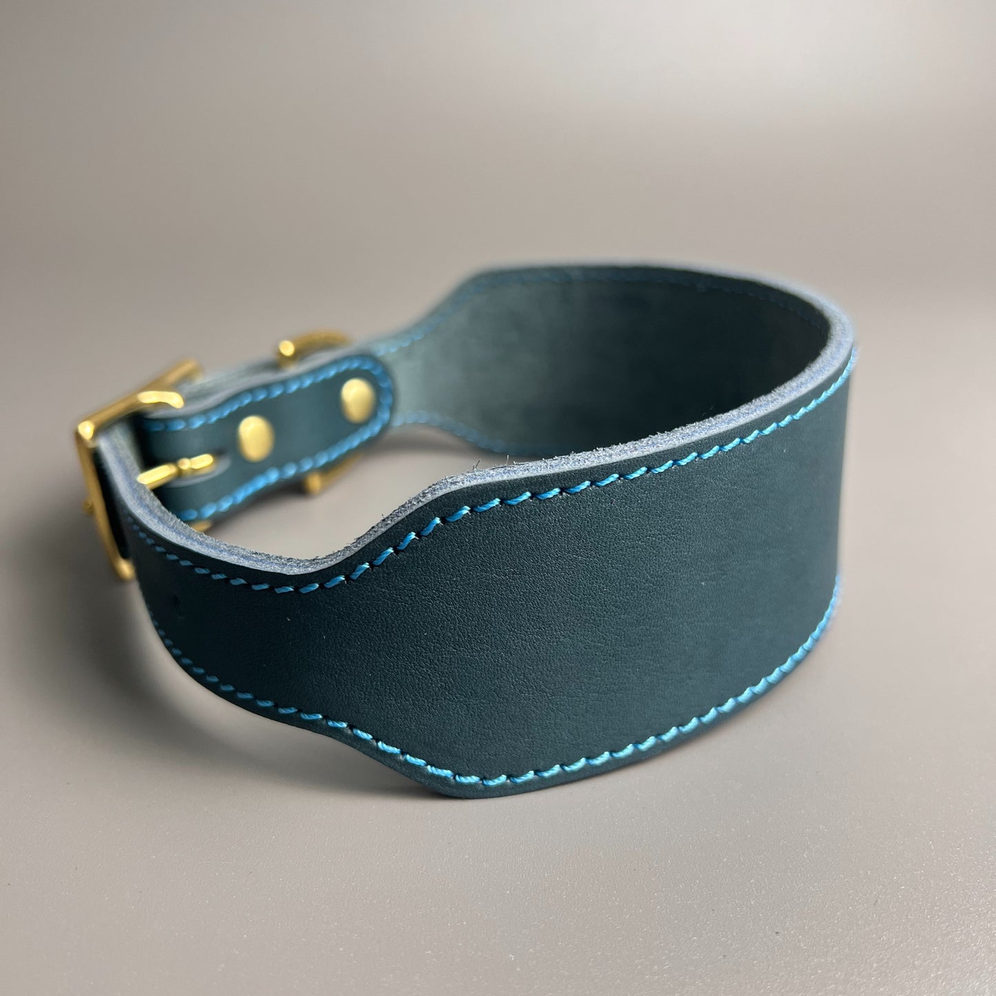 Handmade Leather Martingale Greyhound Collar | Brass Hardware