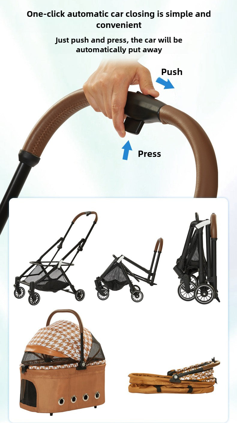 Foldable pet stroller suitable for small and medium-sized dogs and cats